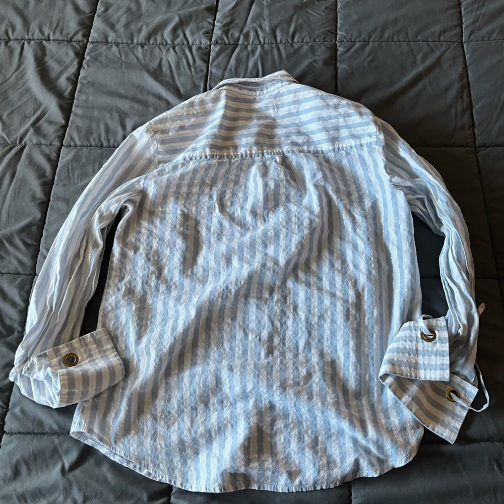 Michael Kors Blue and White Striped womens Shirt M - Picture 4 of 5